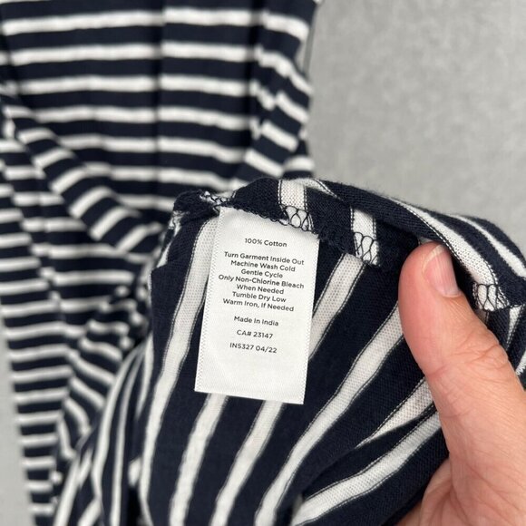 Talbots Stripe Belted Knit Shift Dress Size SP Navy Blue White Nautical Slub NEW - Picture 6 of 12